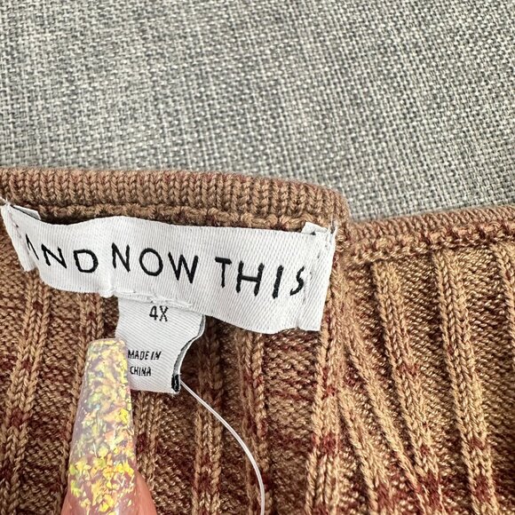 NEW! And Now This Knit Top Plus 4X Chocolate/Almond Stretchy Acrylic & Poly $34 - Picture 4 of 13